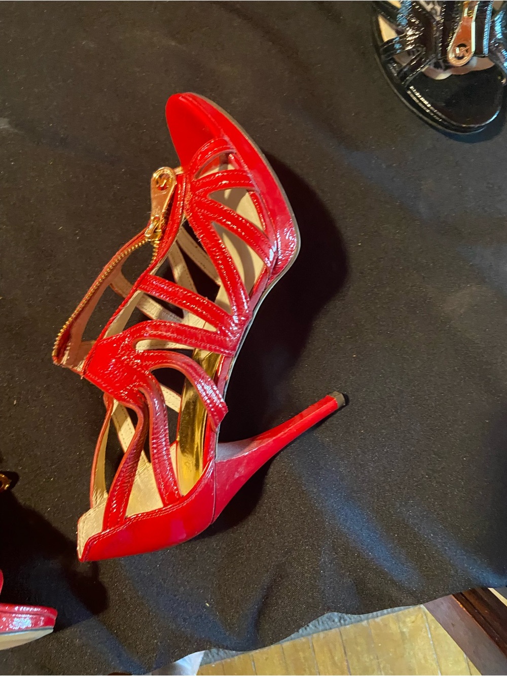 Michael Kors Red Patent Strappy Stiletto Sandals